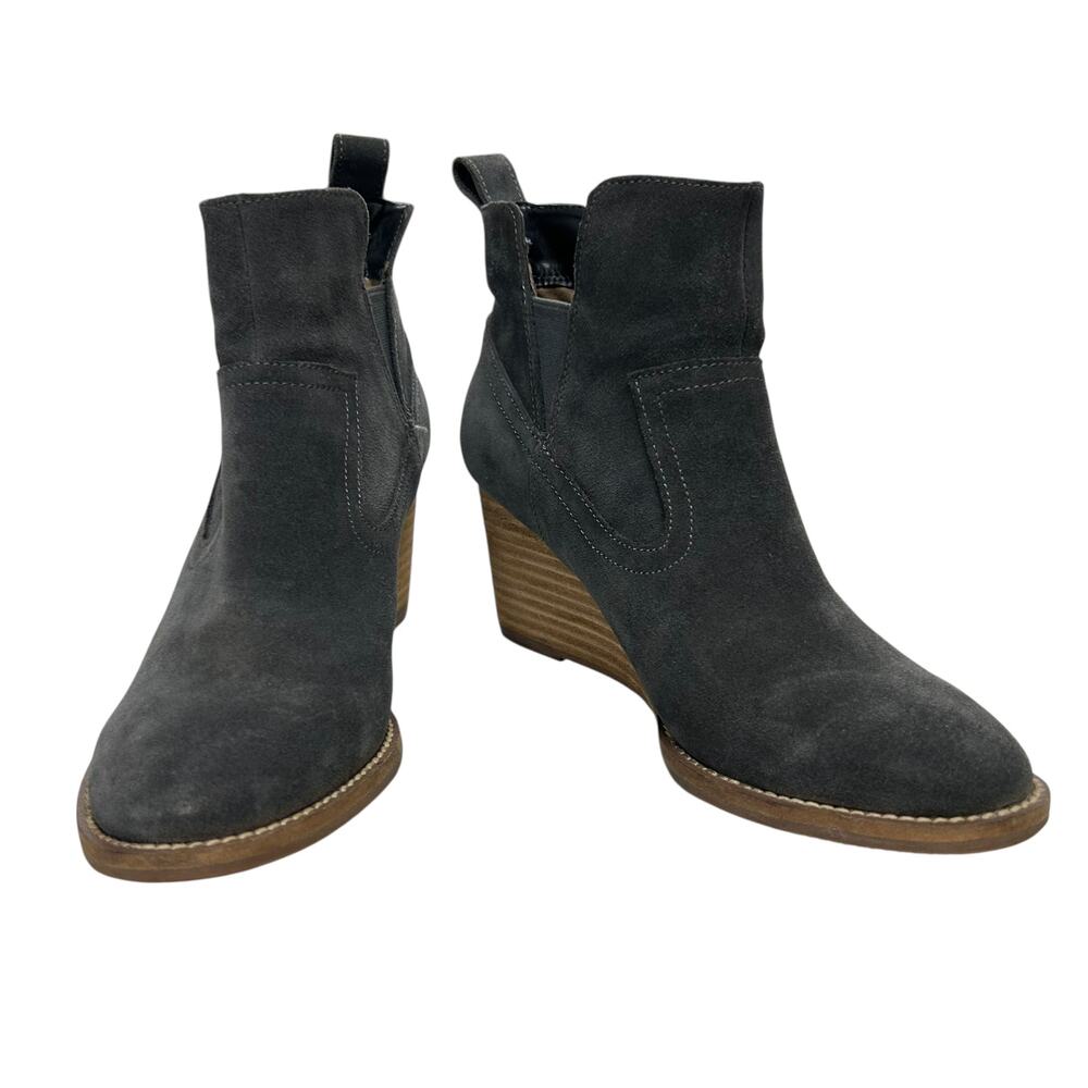 Blondo Waterproof‎ Dark Grey Suede Wedge Chelsea Western Ankle Boots 5.5
